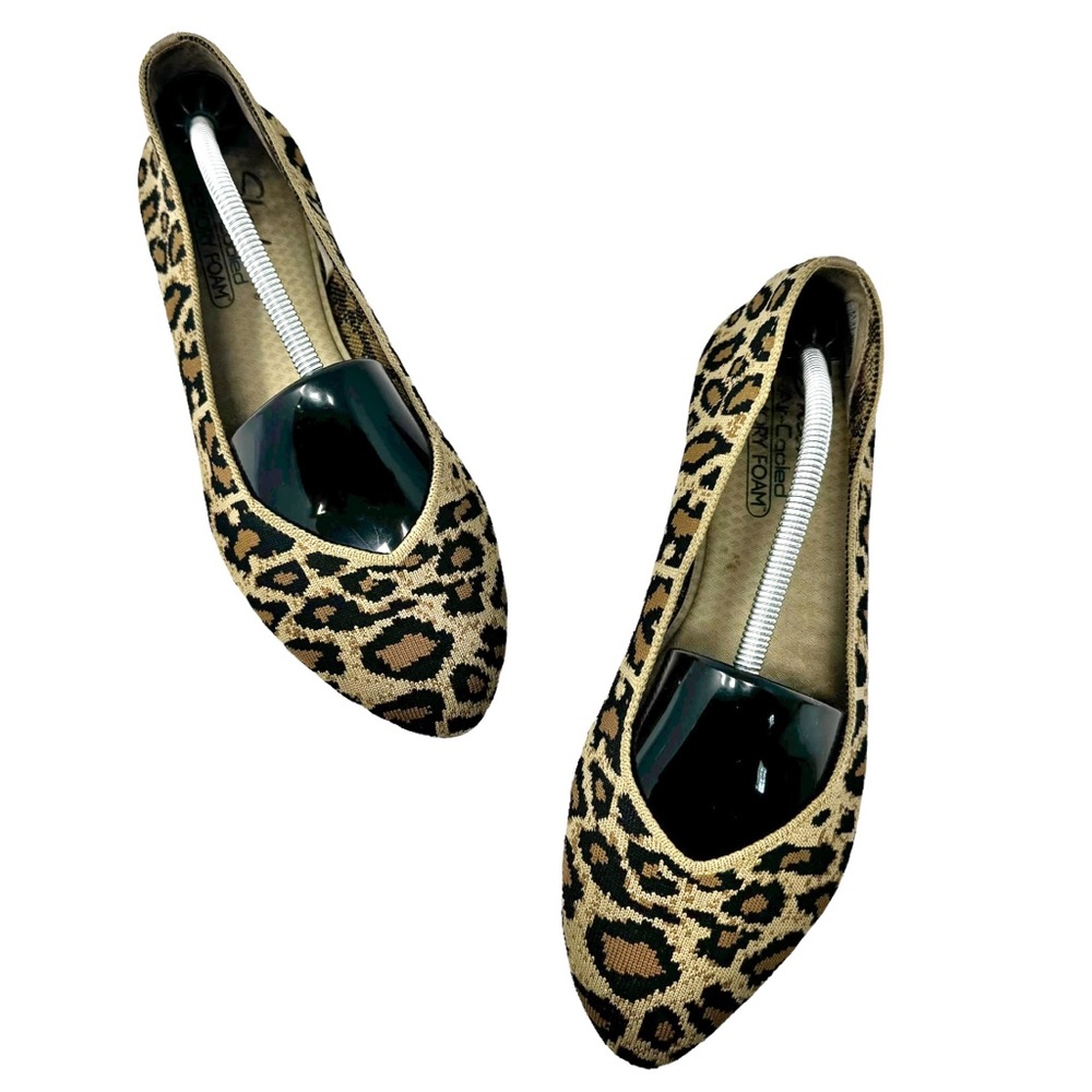 Skechers Cleo Claw Some Leopard Knit Ballet Flats Brown Tan Black Size 9.5 - Picture 2 of 11